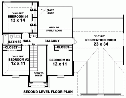 House Plan 46600 Second Level Plan