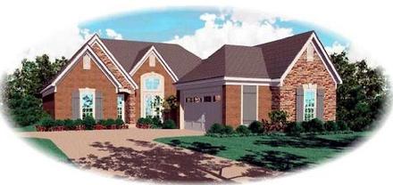 European One-Story Elevation of Plan 46601