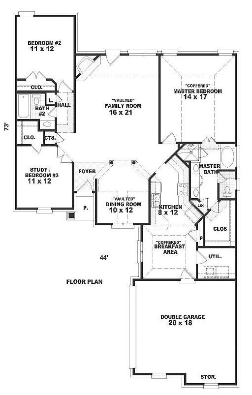 One-Story Traditional Level One of Plan 46602