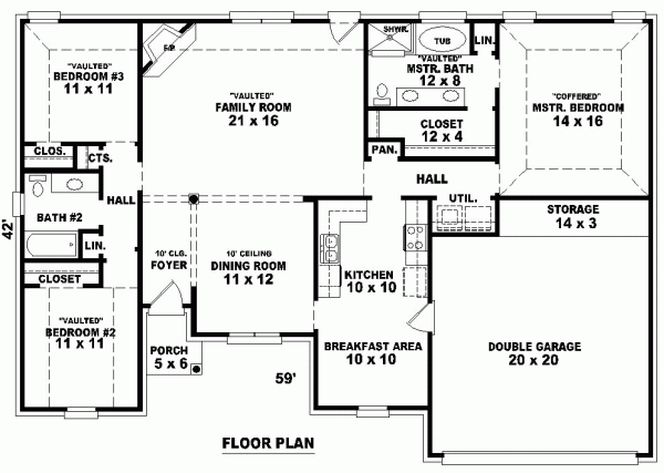 One-Story Traditional Level One of Plan 46603