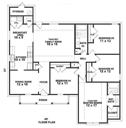 House Plan 46609 First Level Plan