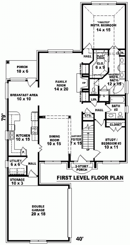 House Plan 46616 First Level Plan