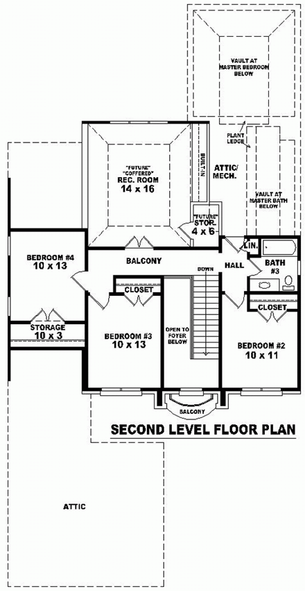 House Plan 46616 Second Level Plan