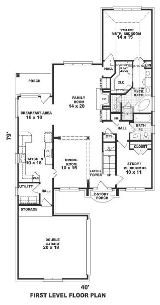 Narrow Lot Tudor Level One of Plan 46618