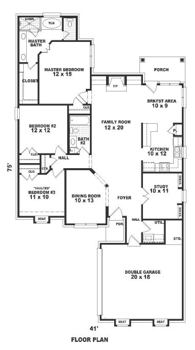 One-Story Traditional Level One of Plan 46624