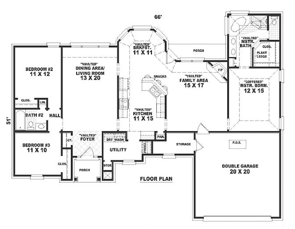 One-Story Traditional Level One of Plan 46625