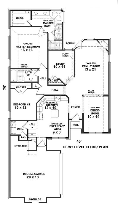 Narrow Lot One-Story Traditional Level One of Plan 46626