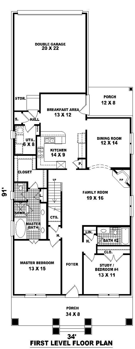 House Plan 46628 First Level Plan