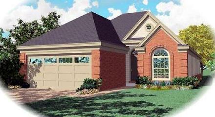 Narrow Lot One-Story Traditional Elevation of Plan 46633