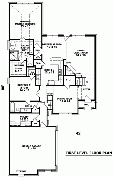 House Plan 46637 First Level Plan