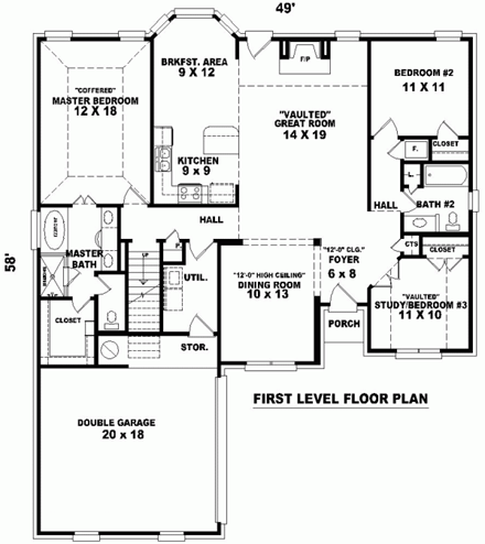 House Plan 46641 First Level Plan