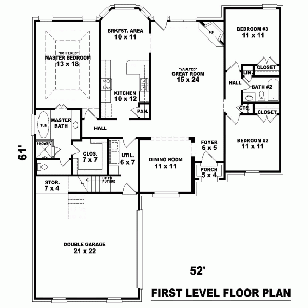 One-Story Level One of Plan 46642