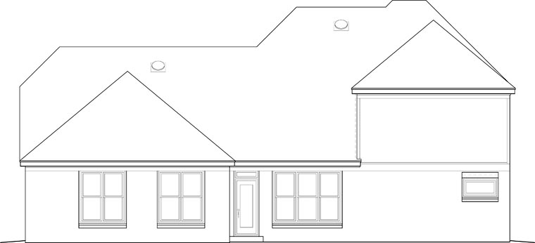 Traditional Rear Elevation of Plan 46652