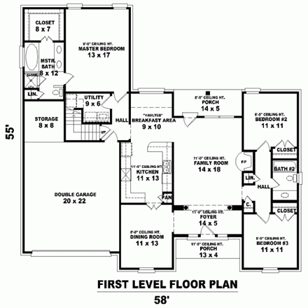 House Plan 46654 First Level Plan