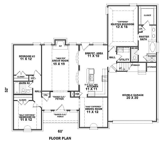 One-Story Traditional Level One of Plan 46655