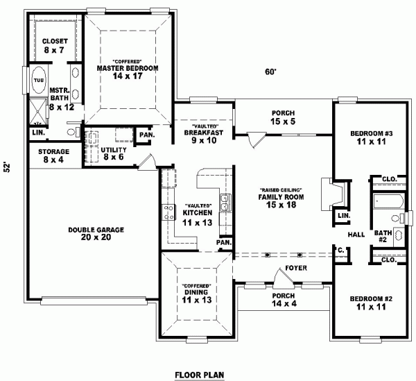 One-Story Traditional Level One of Plan 46657