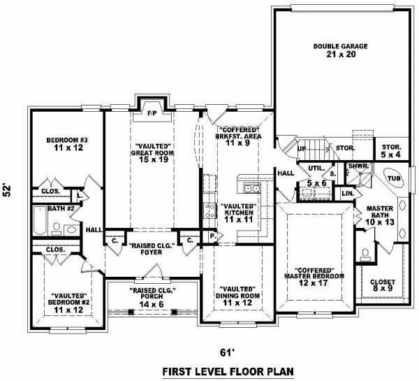 One-Story Traditional Level One of Plan 46659