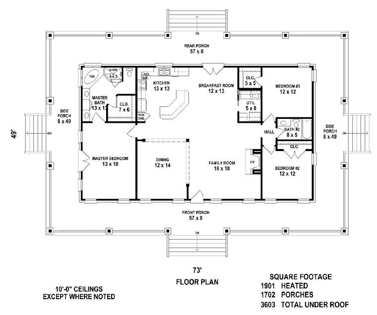 House Plan 46666 Level One