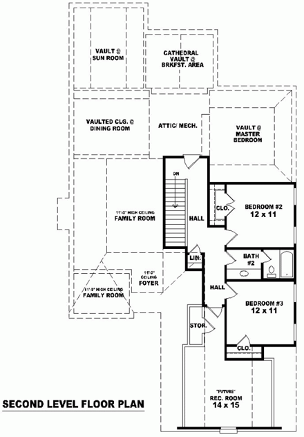 House Plan 46669 Second Level Plan