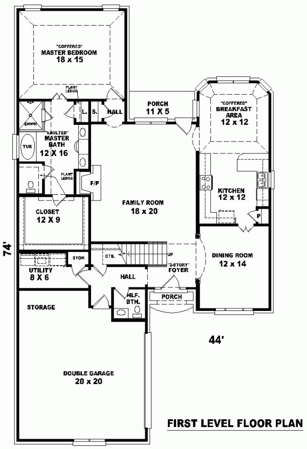 One-Story Traditional Level One of Plan 46675