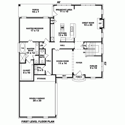 House Plan 46681 First Level Plan