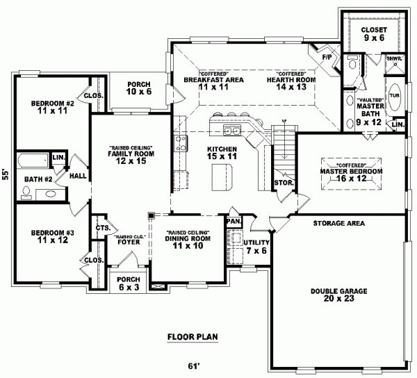 One-Story Traditional Level One of Plan 46686