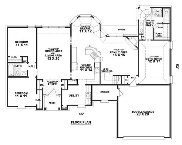 One-Story Traditional Level One of Plan 46687