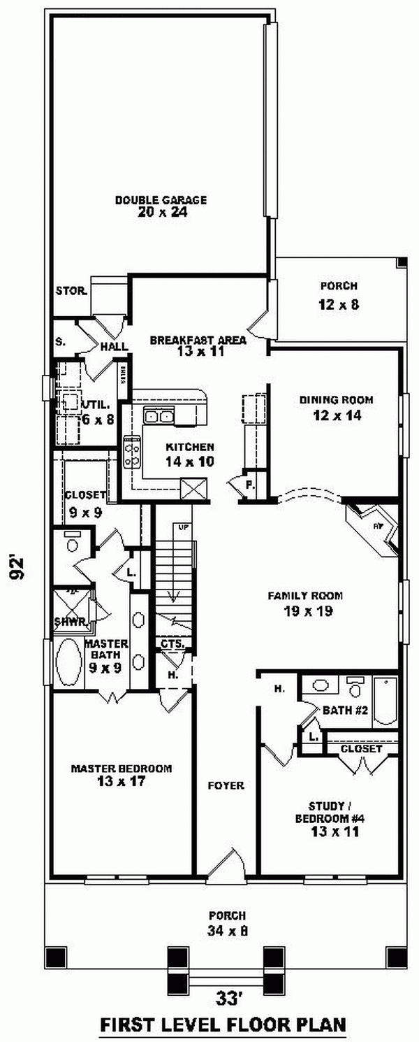 Bungalow Narrow Lot Level One of Plan 46689