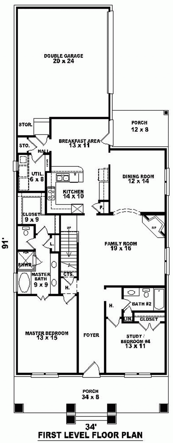 Bungalow Narrow Lot Level One of Plan 46690