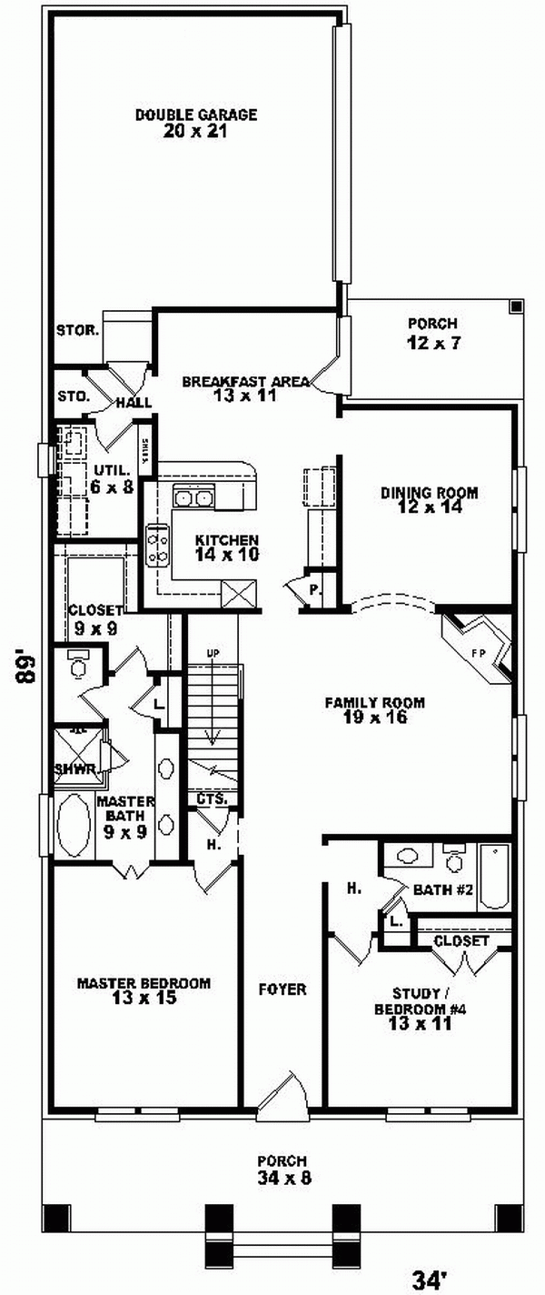 Bungalow Narrow Lot Level One of Plan 46691