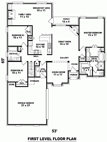 House Plan 46703 First Level Plan