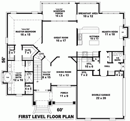 House Plan 46705 First Level Plan