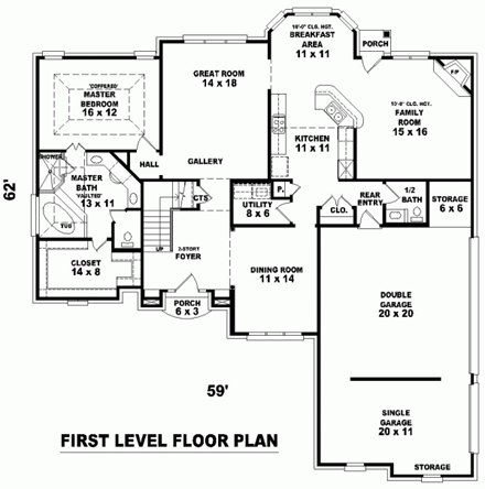 House Plan 46708 First Level Plan