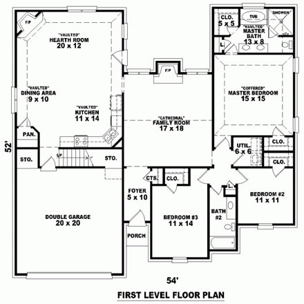 House Plan 46710 First Level Plan