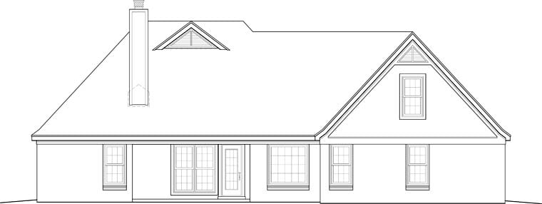 Traditional Rear Elevation of Plan 46712