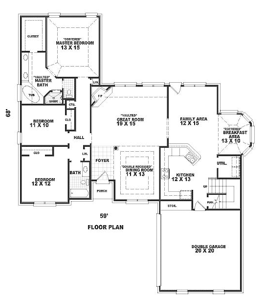 One-Story Traditional Level One of Plan 46720