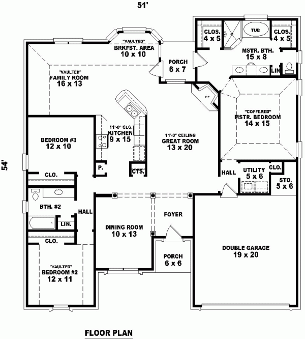 One-Story Traditional Level One of Plan 46724