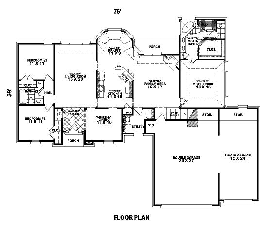 One-Story Traditional Level One of Plan 46729
