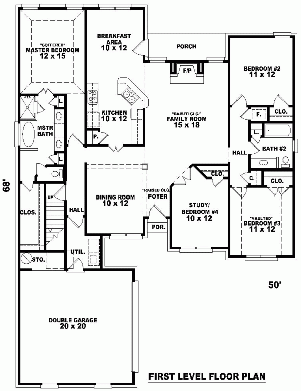 One-Story Traditional Level One of Plan 46747