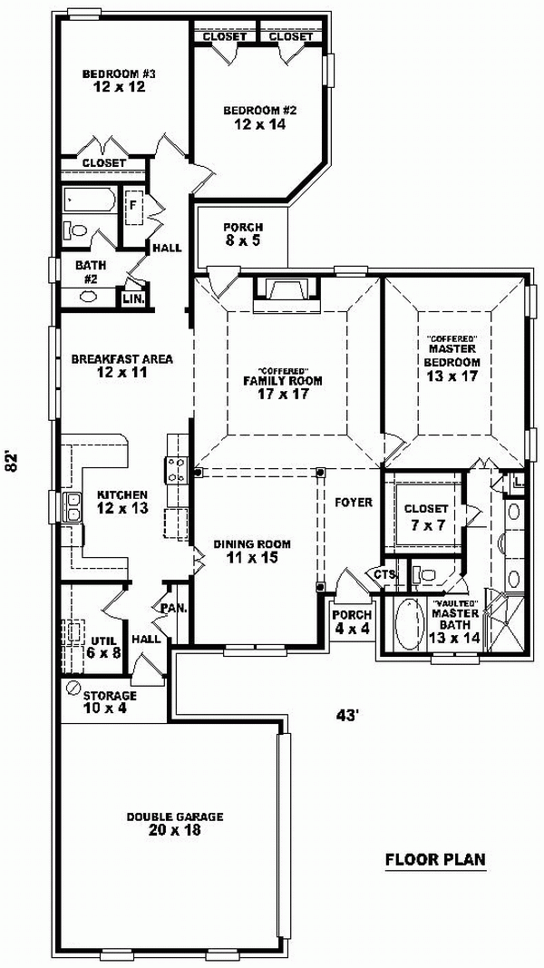 One-Story Traditional Level One of Plan 46748