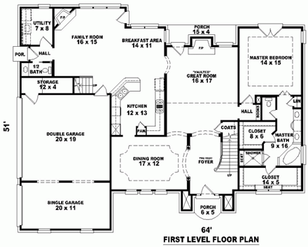 House Plan 46752 First Level Plan
