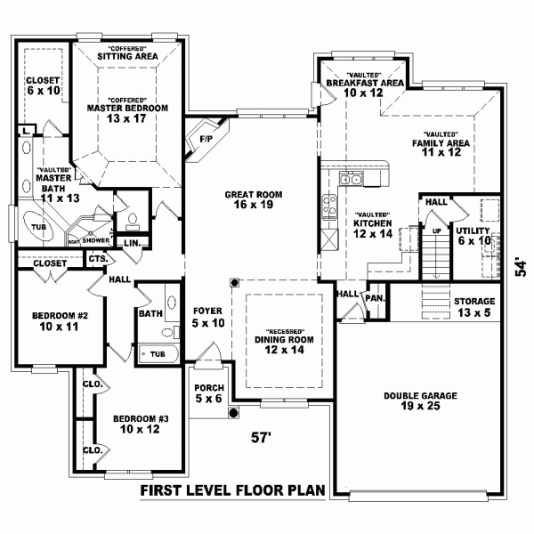 One-Story Level One of Plan 46758