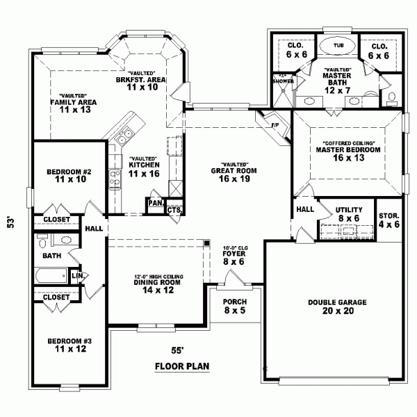 One-Story Level One of Plan 46768