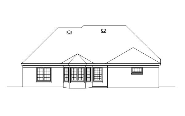 One-Story Traditional Rear Elevation of Plan 46770