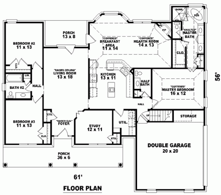 House Plan 46774 First Level Plan