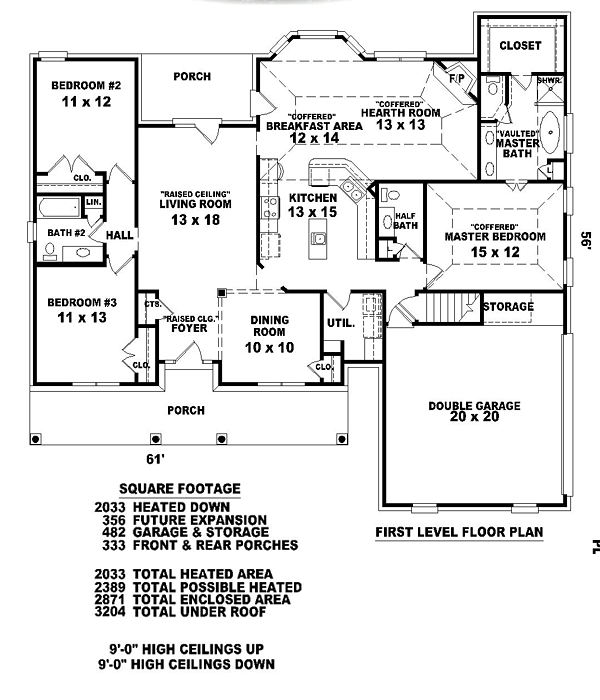 One-Story Southern Level One of Plan 46775