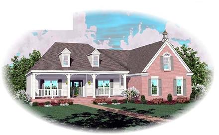 One-Story Southern Elevation of Plan 46775