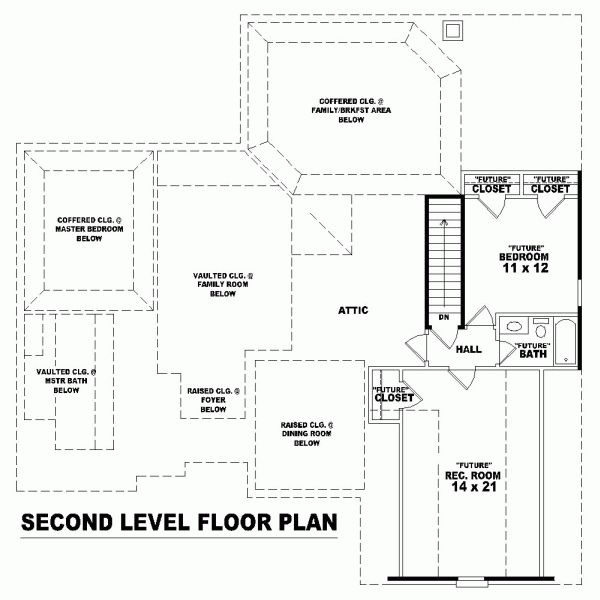 One-Story Tudor Level Two of Plan 46789