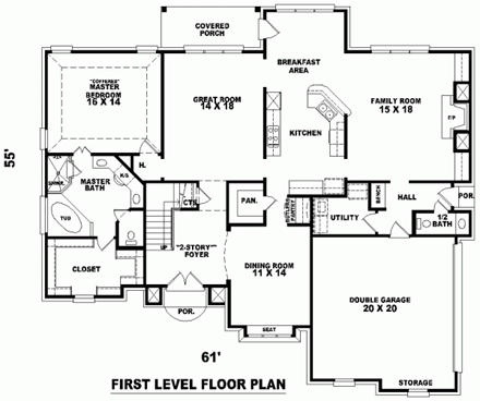 House Plan 46791 First Level Plan