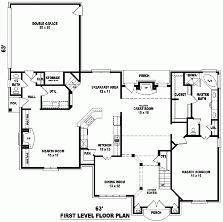 House Plan 46795 First Level Plan